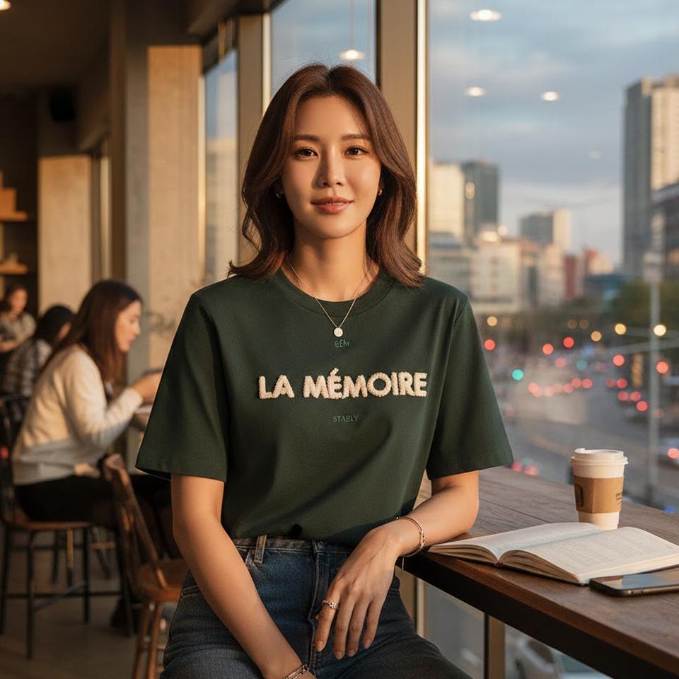 95 / YEE JEE 딥그린 여성 반팔티 국산 중고 P009 -310