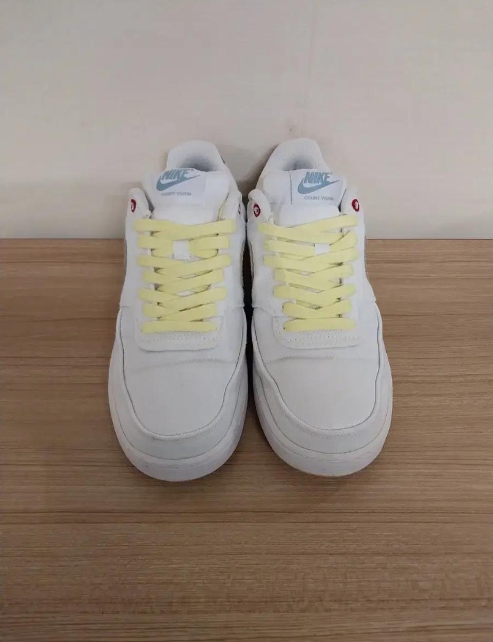 남성 나이키 코트 비전 로우 캔버스 화이트 세서미 운동화 (240)