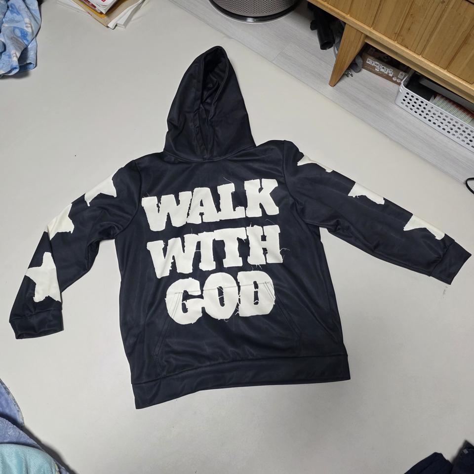WALK WITH GOD 블랙 후드티