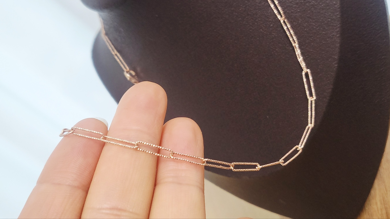 14k핑크골드 클립목걸이 초커길이예요