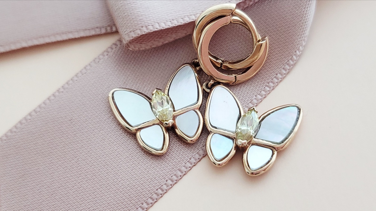 14k자개 귀걸이~ 핑크골드