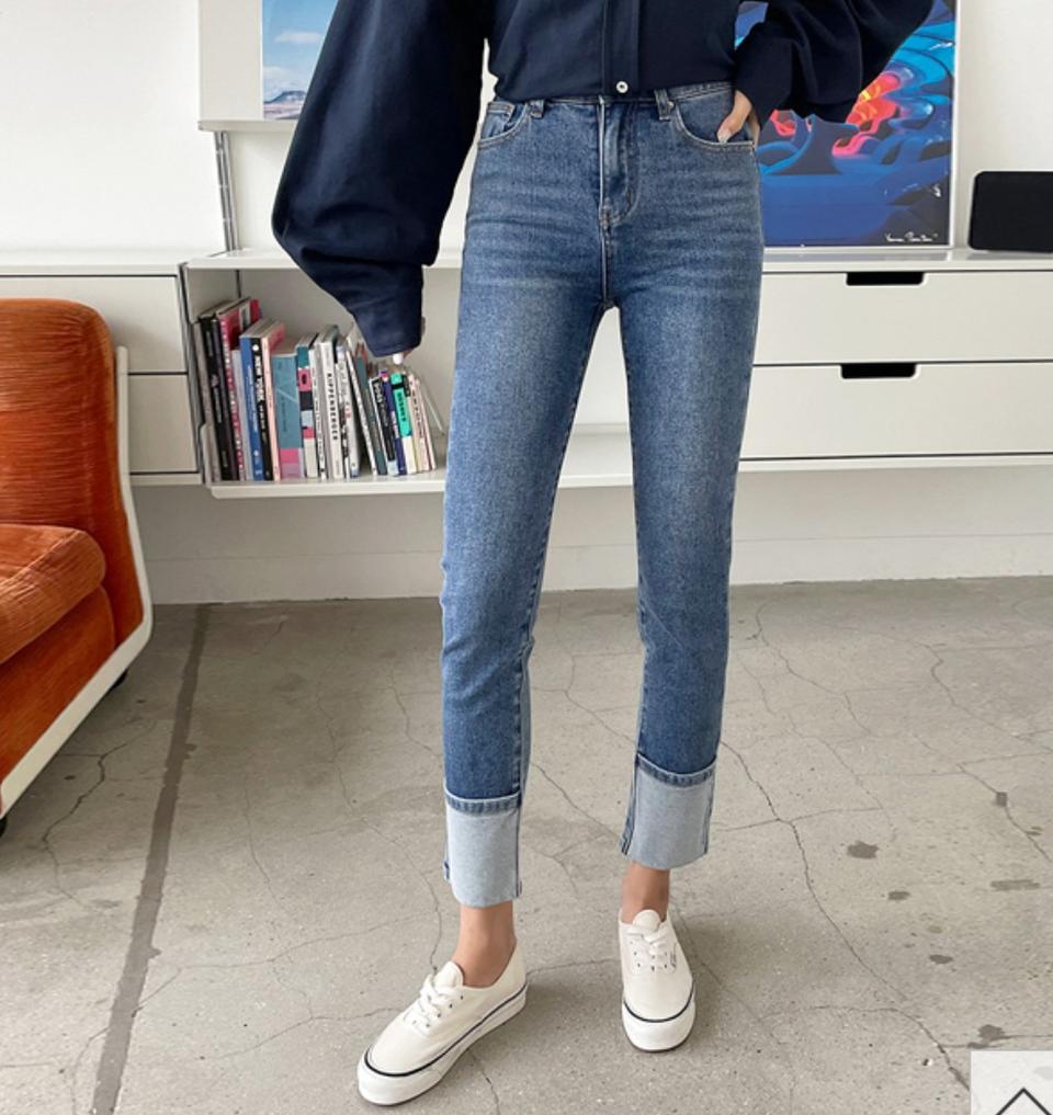 롤업포인트일자데님팬츠 새미개봉