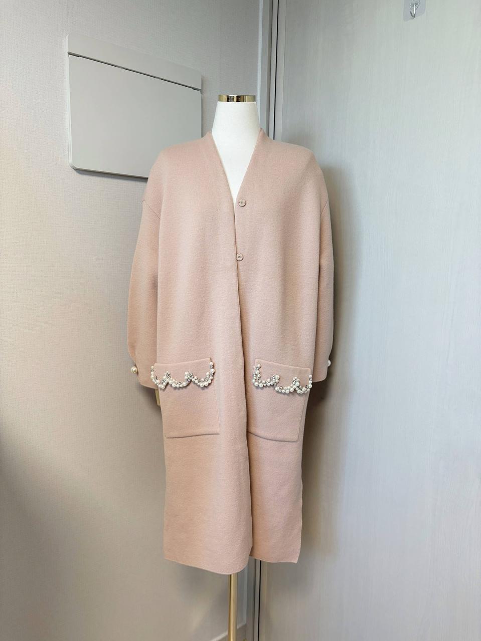 레니본 모100 비즈 롱 가디건