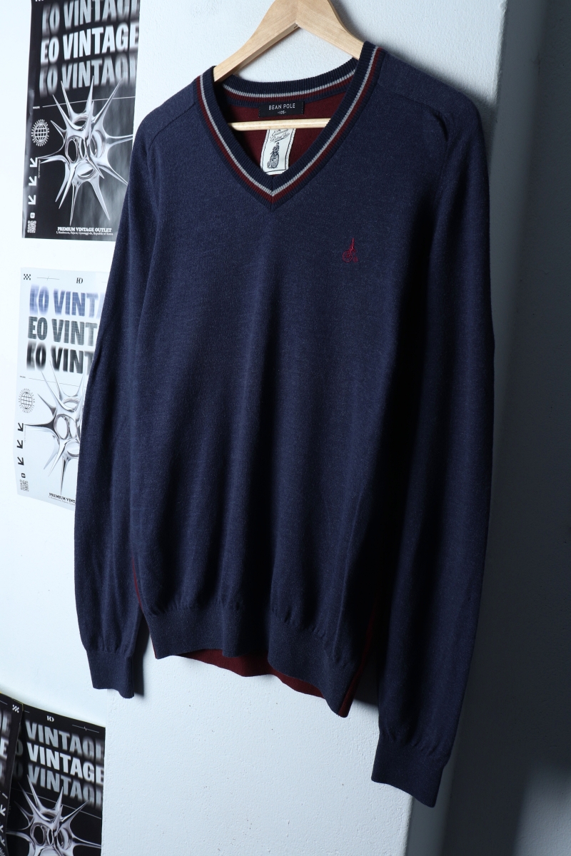 (XL-2XL) 빈폴 니트 브이넥 블루 올드스쿨-1732A