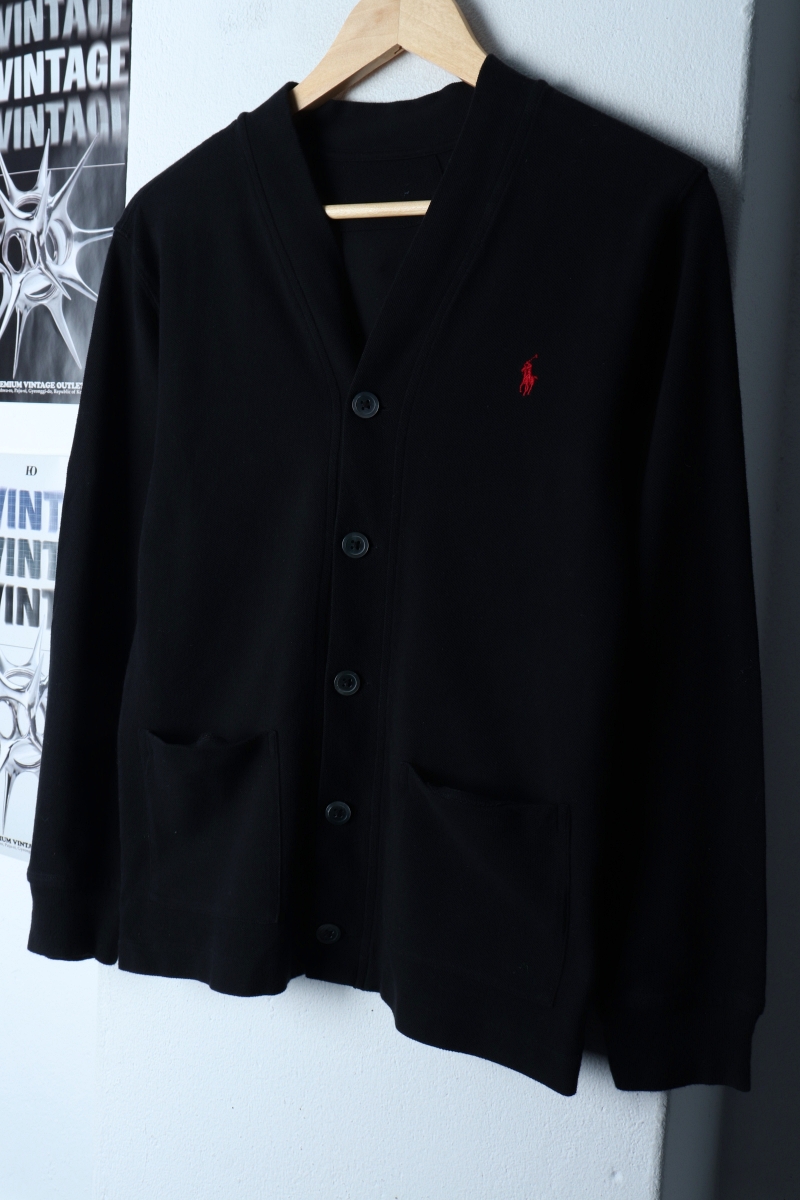 (F) 폴로 랄프로렌 니트 가디건 블랙 레드포니 면-1732E