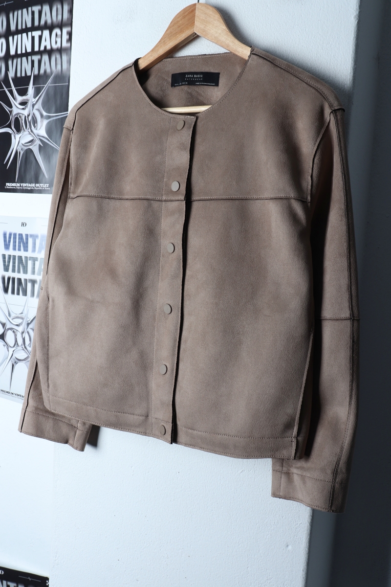 W(L) 자라 집업 바람막이 점퍼자켓 스웨이드 블루종 베이지-17335