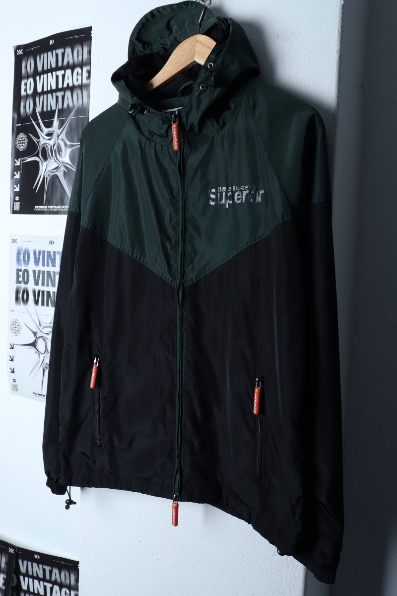 (L) 슈퍼드라이 집업 바람막이 점퍼자켓 빅로고 그린 올드스쿨-17336