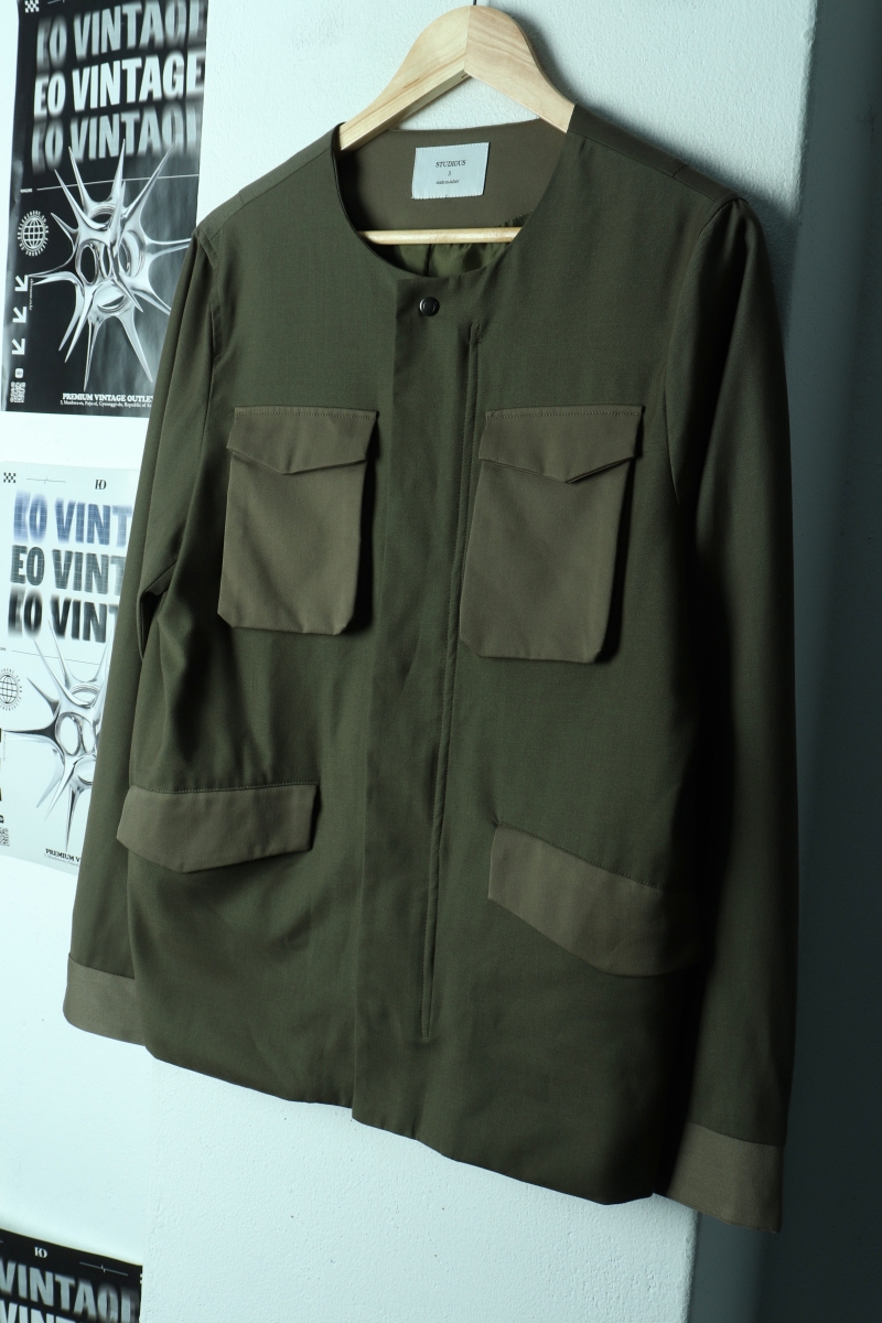 (M-L) 스튜디오스 집업 바람막이 점퍼자켓 카키 놈코어-17343