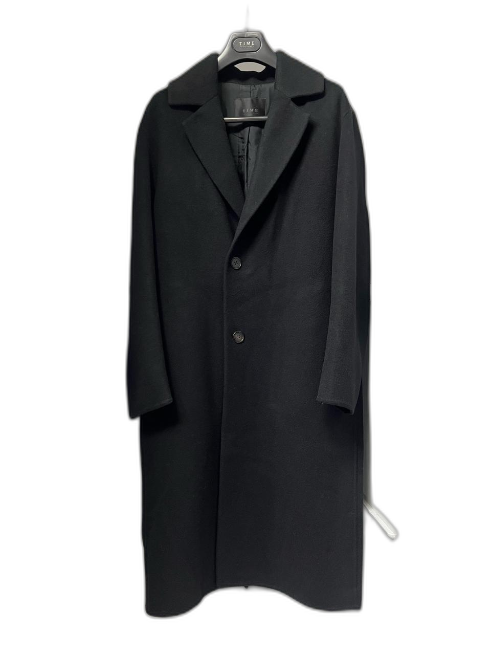 타임옴므 블랙 캐시미어 세미오버핏 핸드메이드 코트 95사이즈