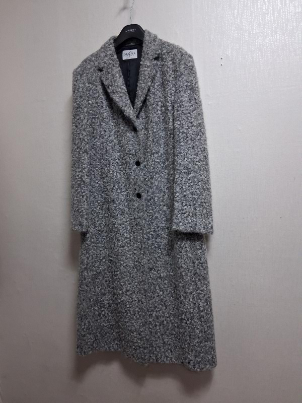 이탈리아 DIANA GALLESI 연회색 아스토라강짜임 알파카 롱코트66