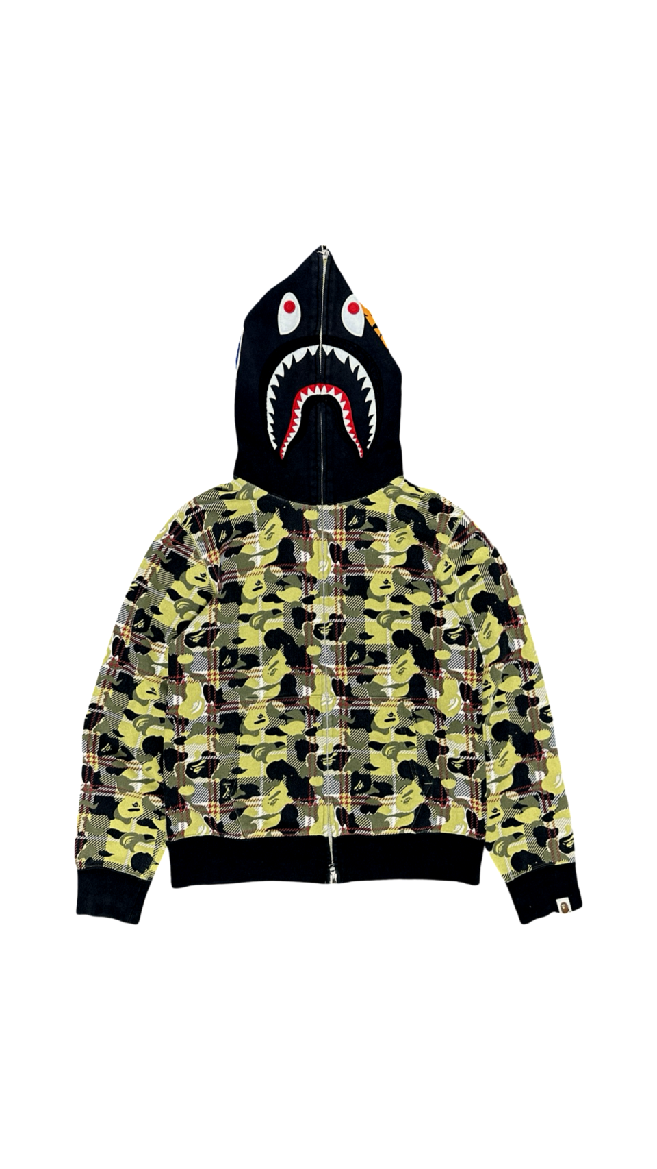 베이프 체크 카모 샤크 후드 집업