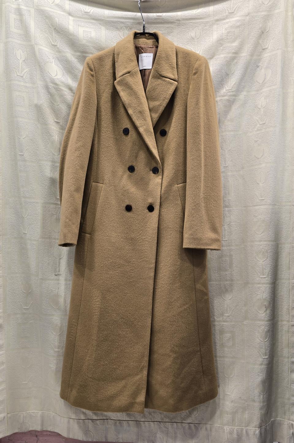 산드로 Sandro 모+캐시미어  더블 브레스트 롱 코트 44~55