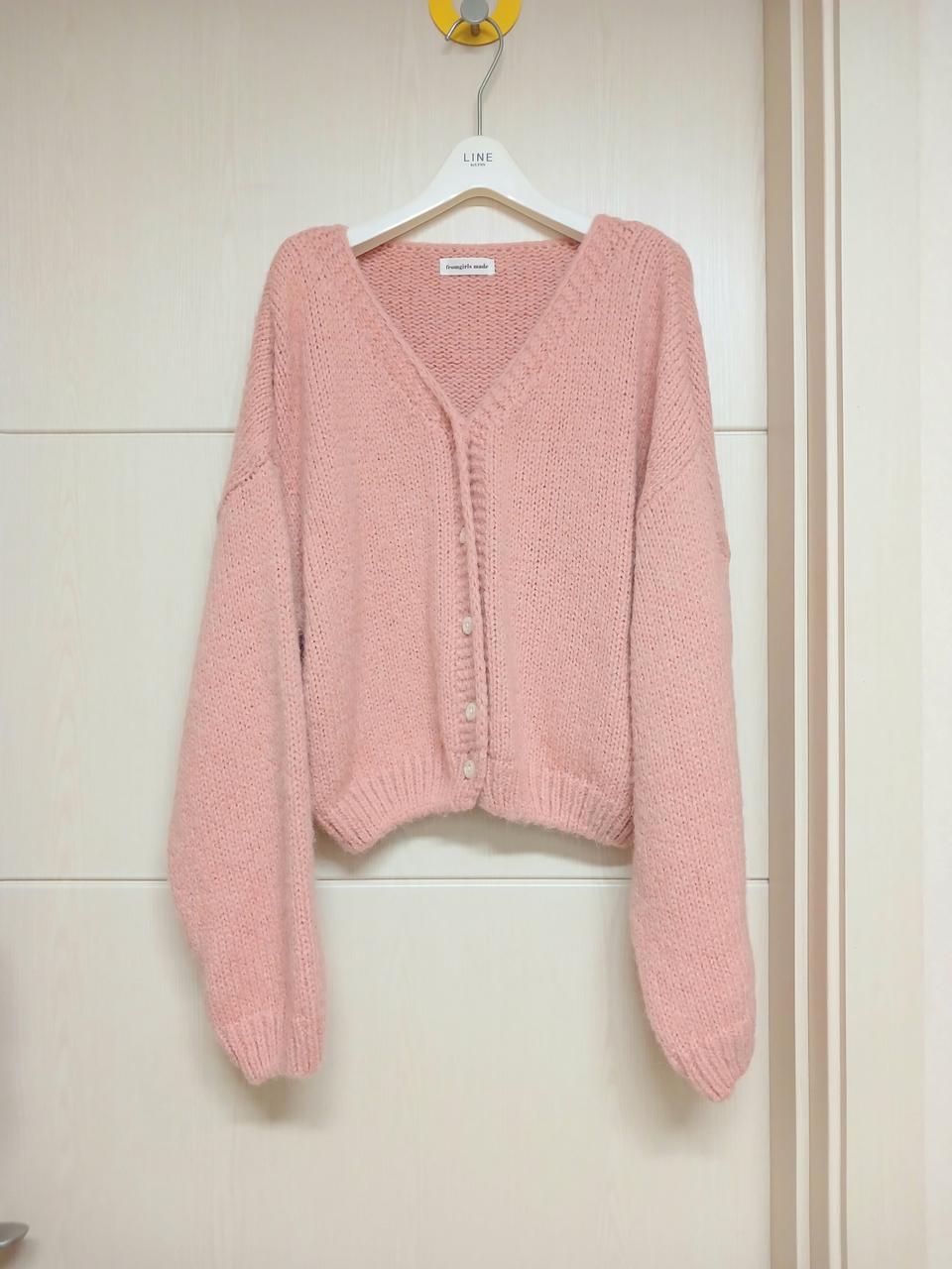 인디핑크 귀욤 뜨개 가디건