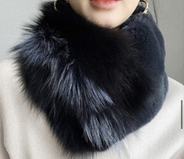 천연 사가 폭스 니트 퍼 넥워머