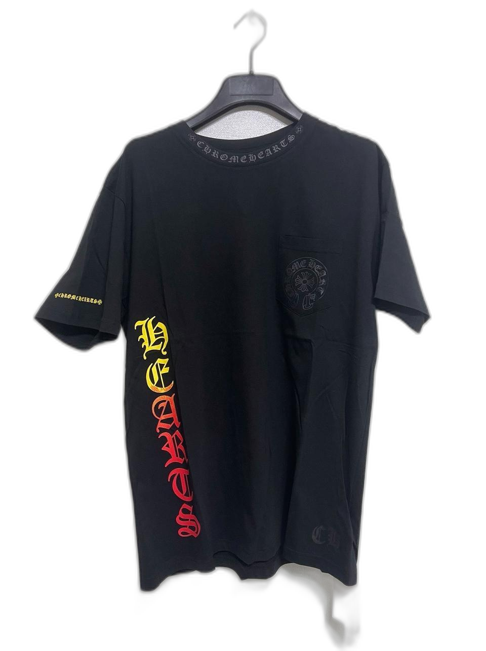 크롬하츠 홀스슈 그라데이션 스크립트 반팔 블랙L사이즈