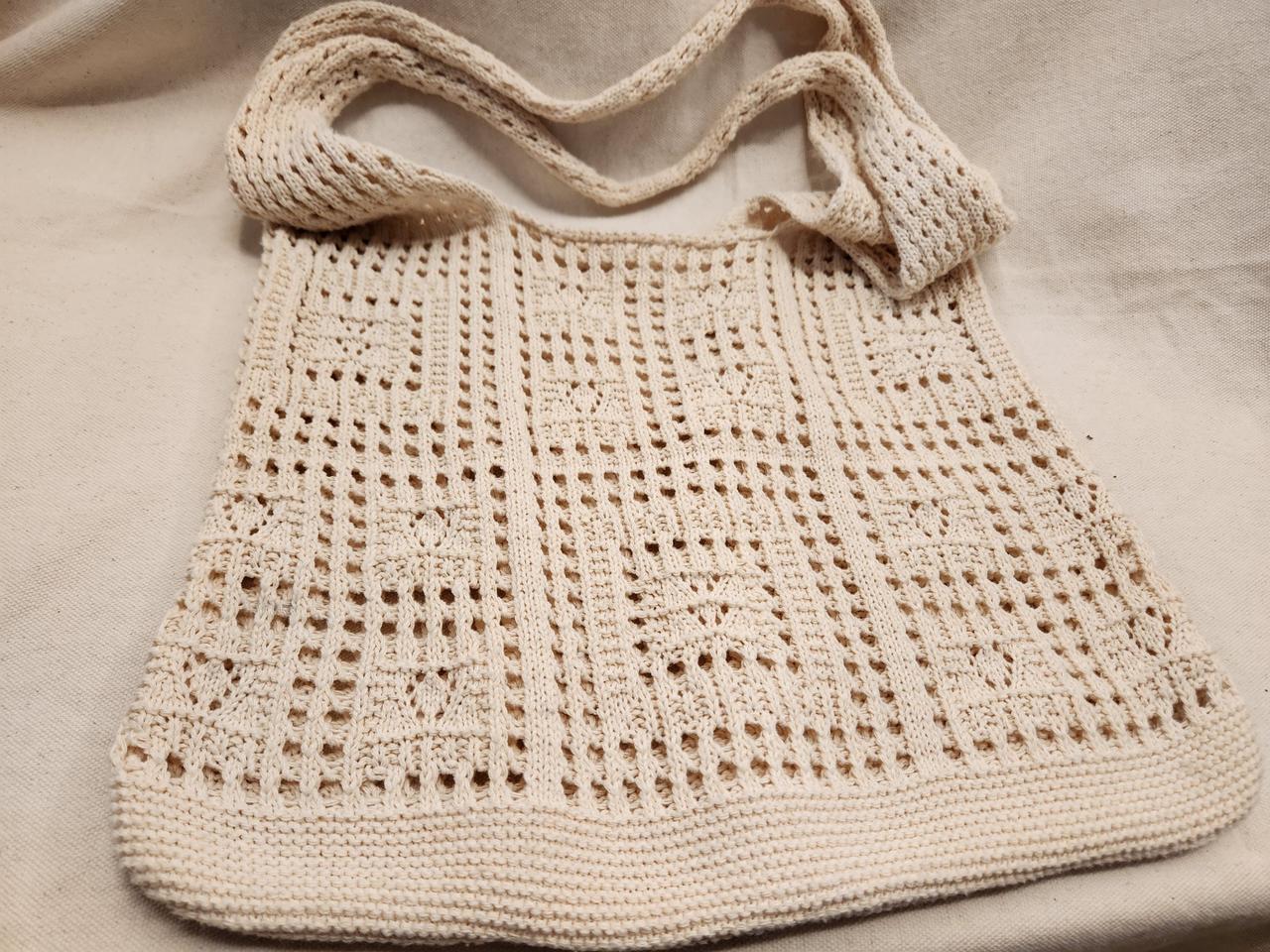 아이보리 손뜨개 숄더백