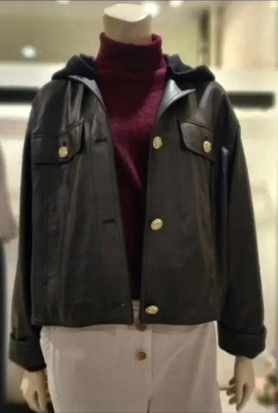 아이잗바바 양가죽 후드 허리스트링 자켓 55사이즈 새제품 블랙컬러