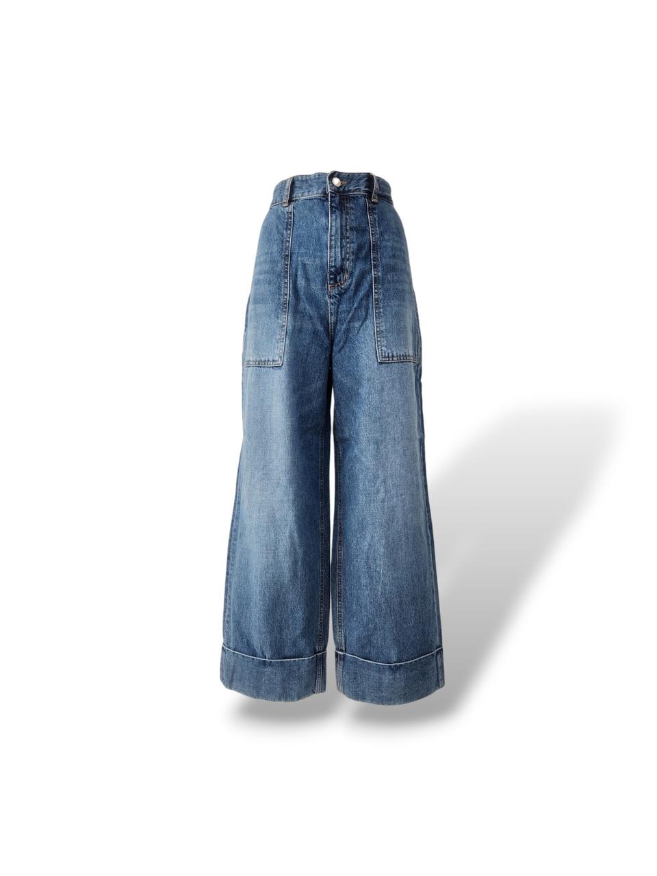 새상품 ONE 와이드 롤업 하이웨스트 데님 팬츠 M