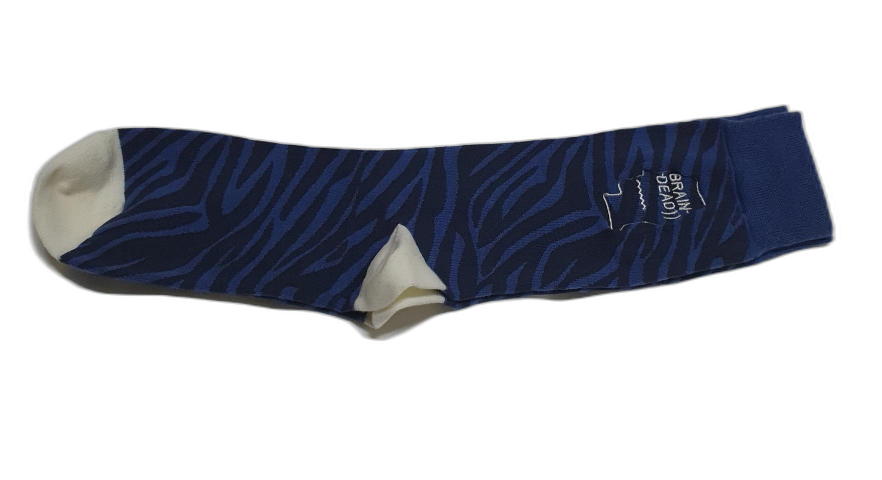 블루 네이비 지브라 얼룩말 브레인 데드 로고헤드 드레스 삭스 양말