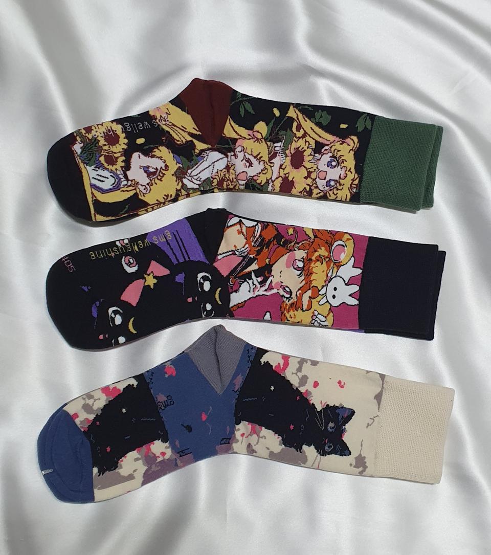 개당가격이예요~ 그린 크림베이지 퍼플 핑크 해바라기 고양이 소녀 양말