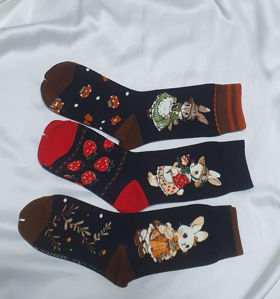개당가격이예요~ 브라운 블랙 레드 동물패턴 토끼 버섯 딸기 양말