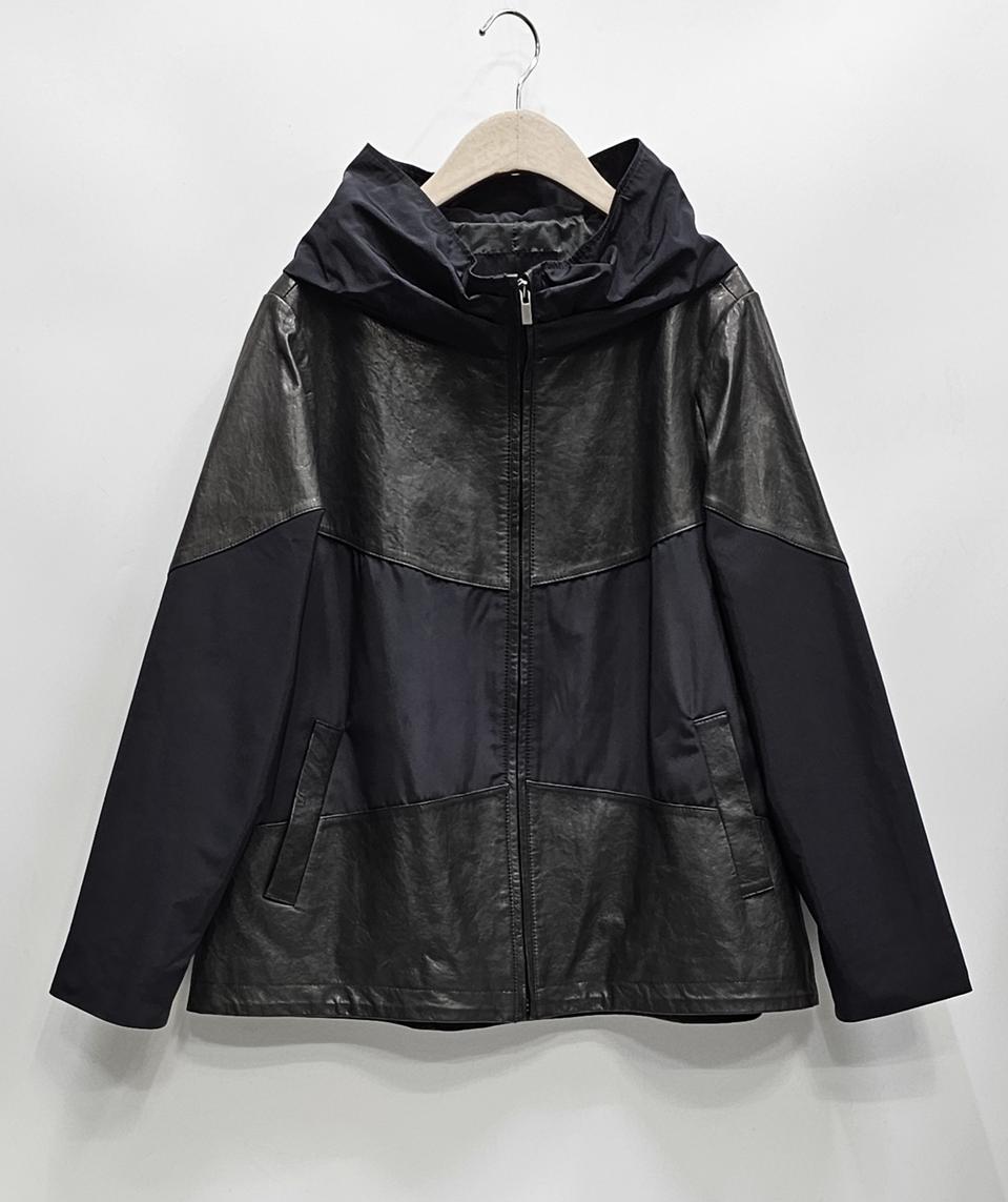 보니스팍스 배색 가죽 집업 자켓 점퍼