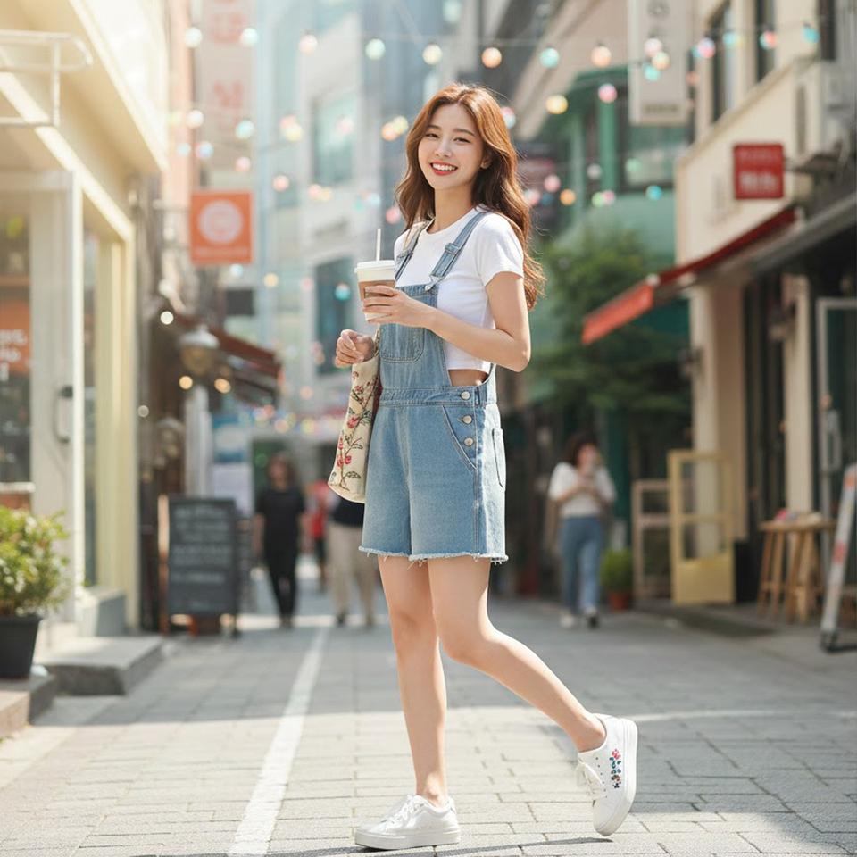 FREE / MATILDA 데님 멜빵 반바지 / P012 -921