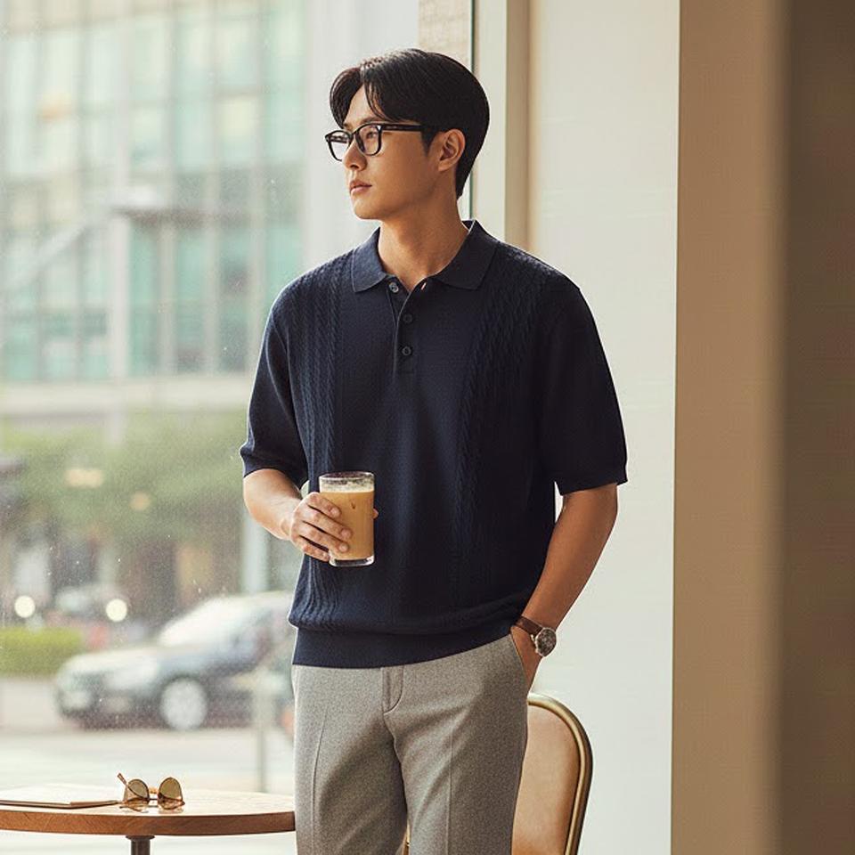 L / COVERNAT 오버핏 네이비 남성 반팔티 P012 -721