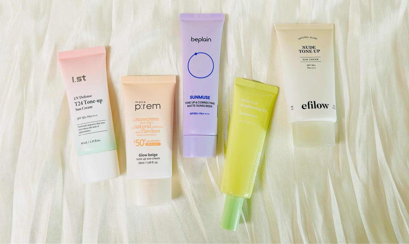 톤업 선크림 모음 일괄판매(아이스트,메이크프렘,비플레인,아이레시피,에필로