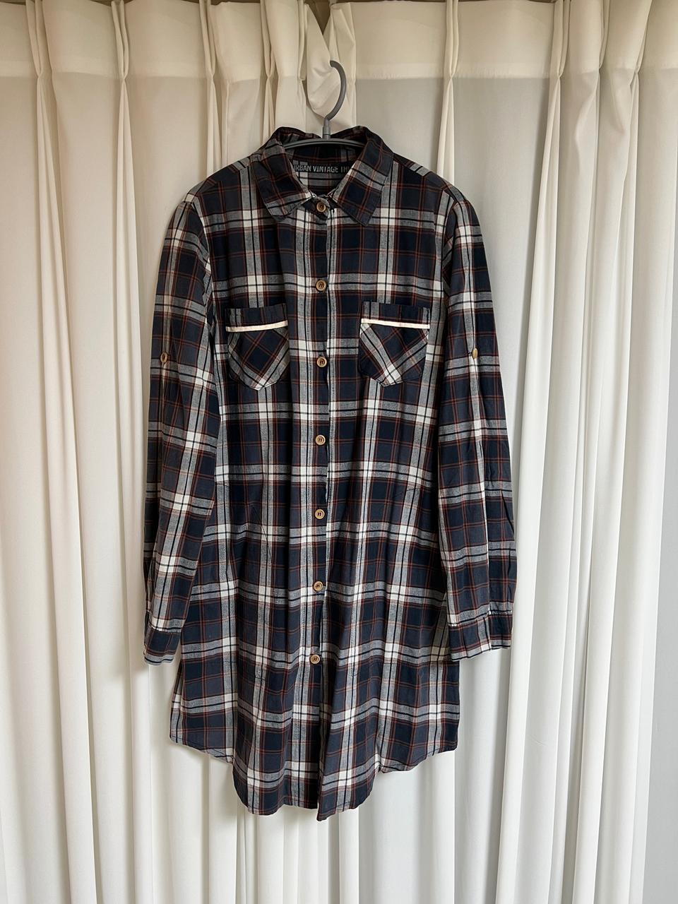 어반빈티지 체크롱셔츠 루즈핏셔츠 네이비컬러
