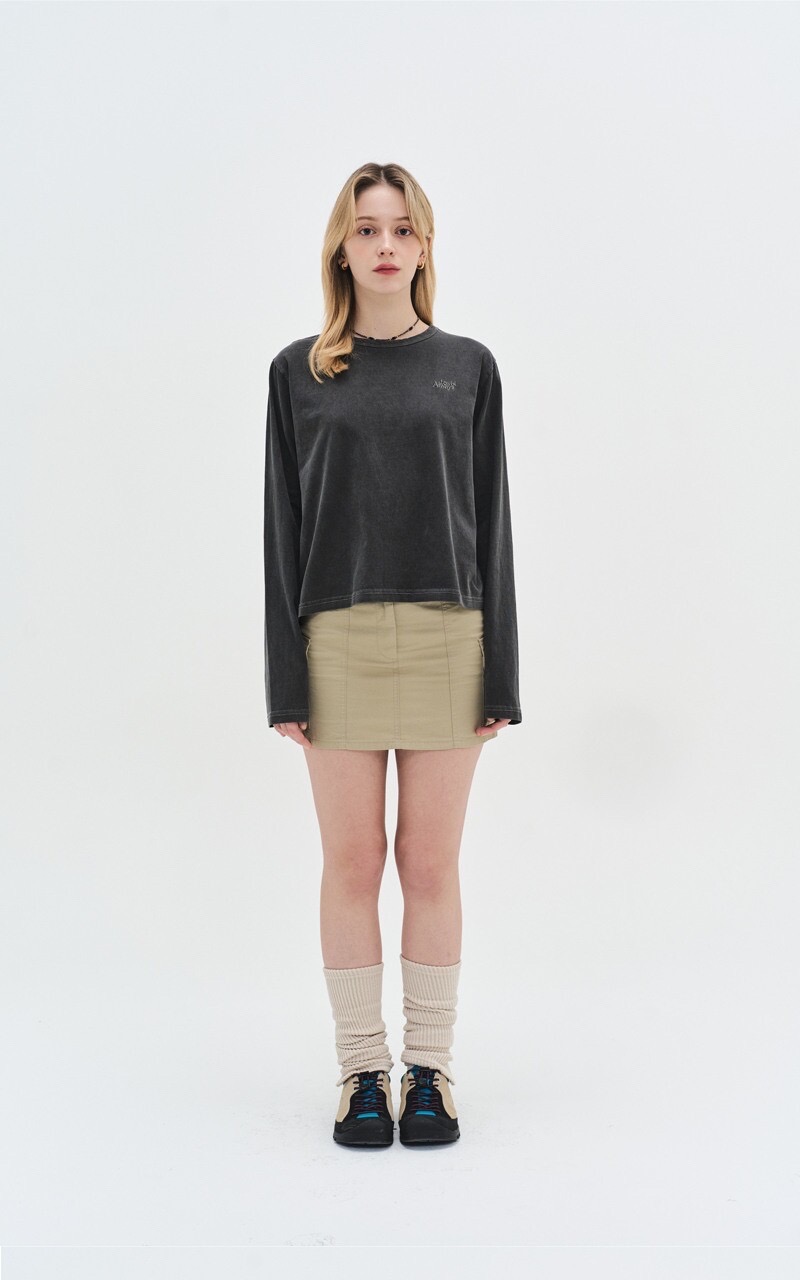 로우비 피그먼트 워싱 티셔츠 다크그레이 컬러