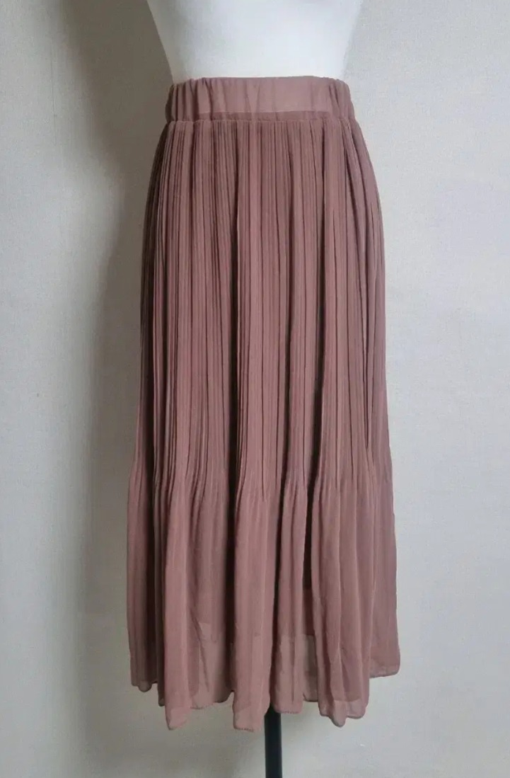 LS70핑크쉬폰주름롱스커트