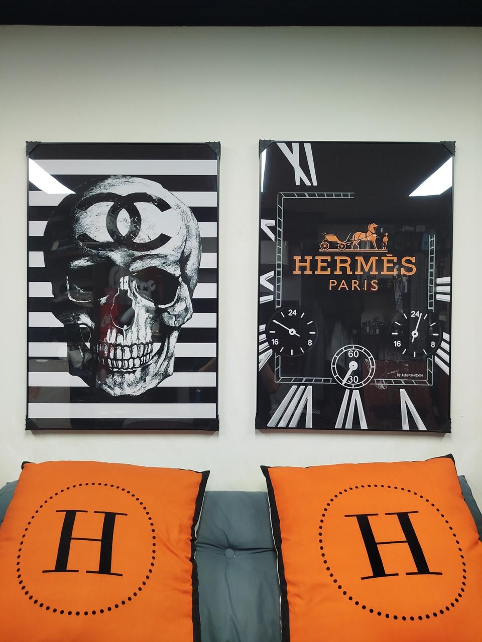 샤넬 해골그림 해골액자 에르메스 시계 그림 액자 팝아트 유화 거실 꽃그림