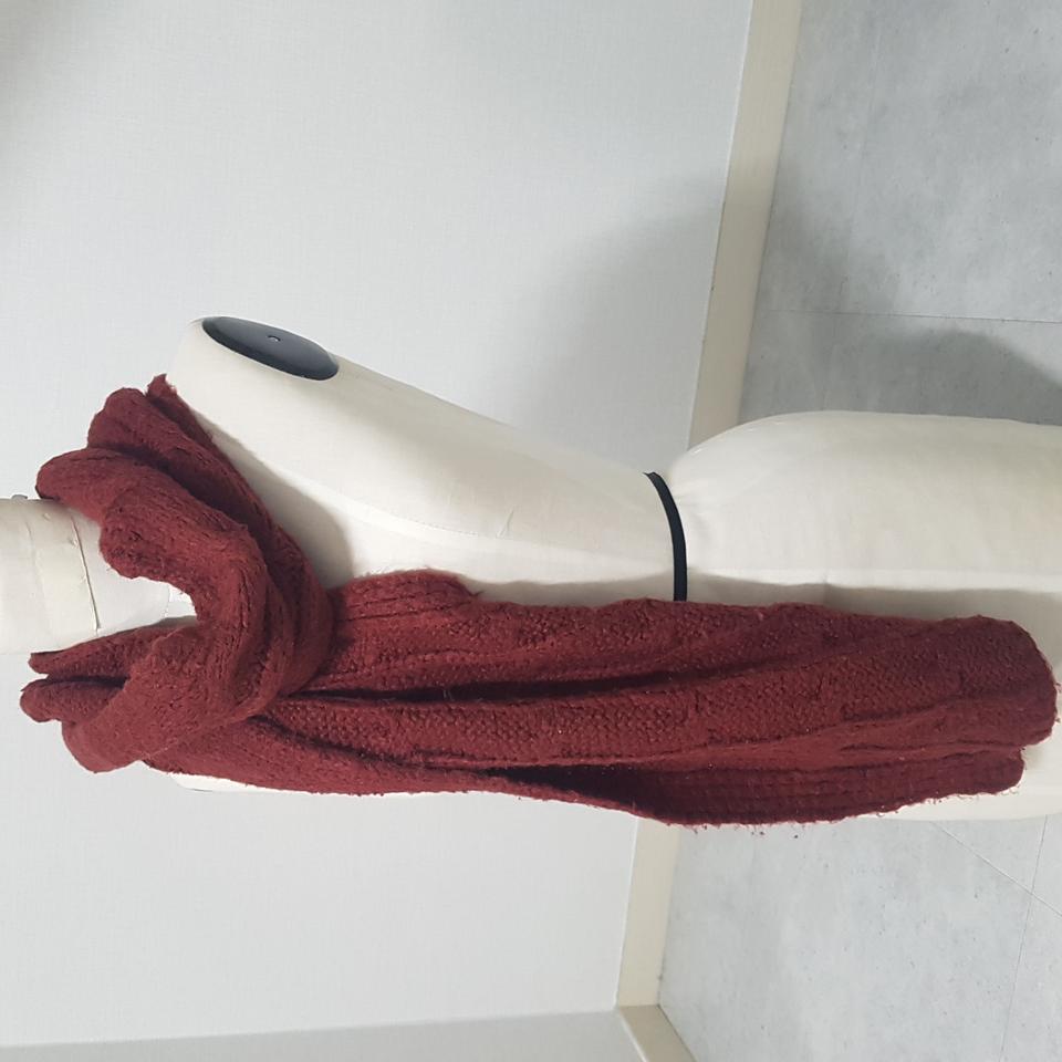 털목도리빨간색 니트 목도리 머플러 길이 약 2m