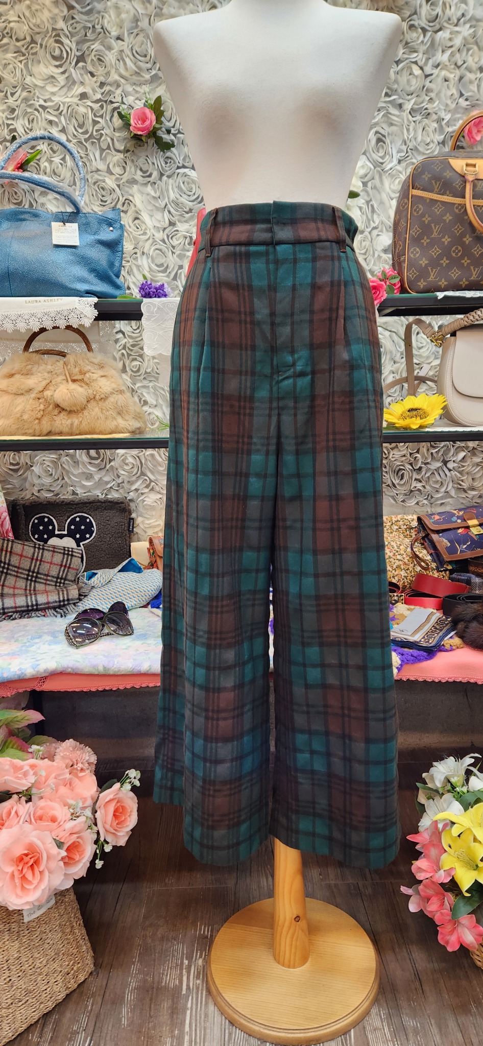 VIS 체크 와이드 팬츠 (66 77)