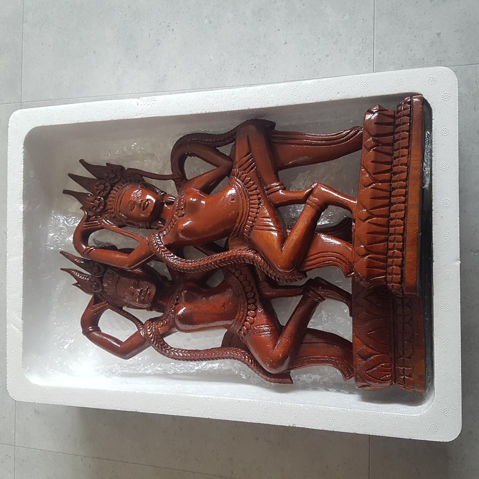 캄보디아 수호신 압사라 목각 동남아시아 동상 인형 골동품