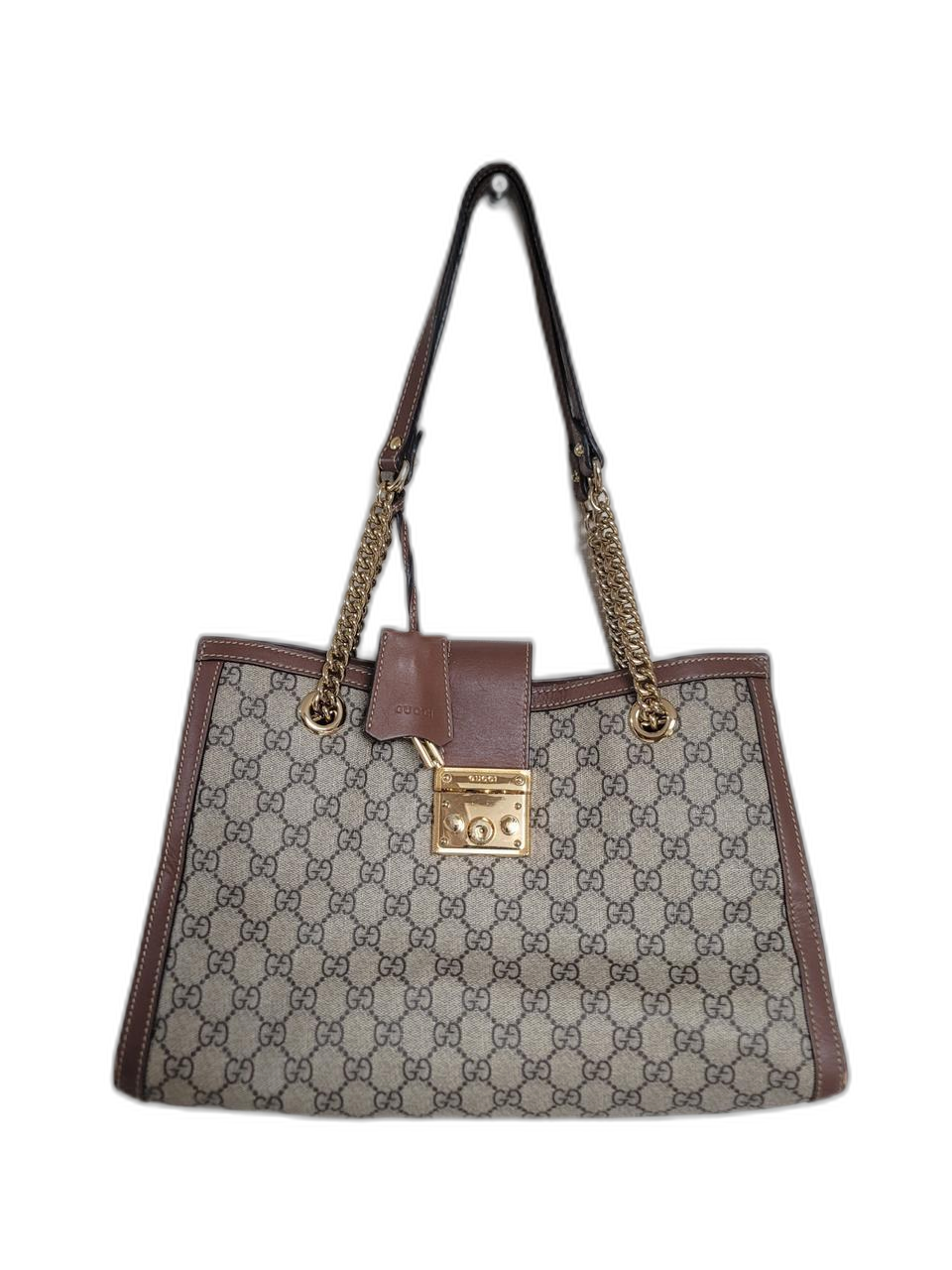 구찌 패들락 수프림 미디움GG 체인로고 숄더백 브라운