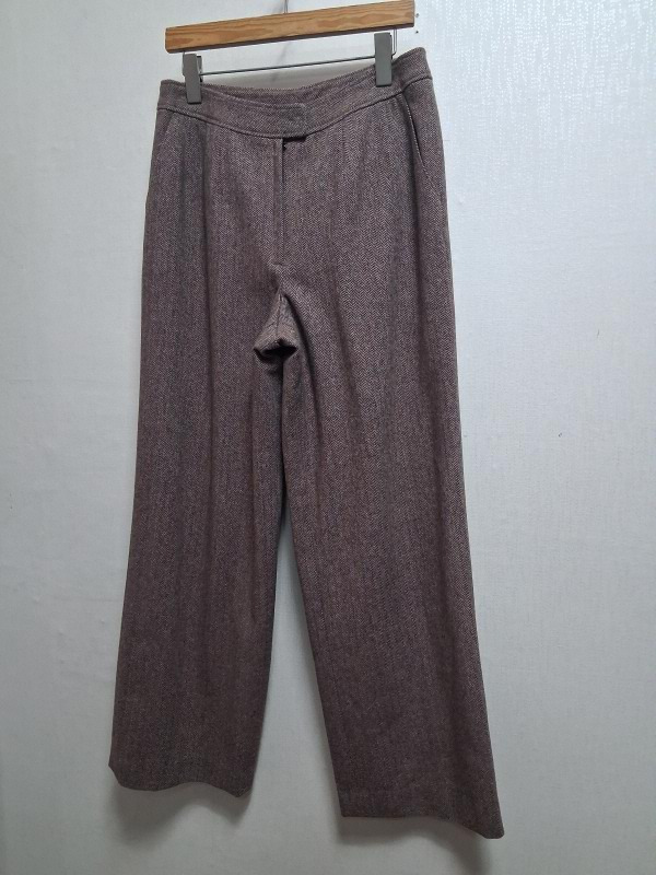 테일러드 여성 브라운 해링본 모직와이드팬츠 30인치 