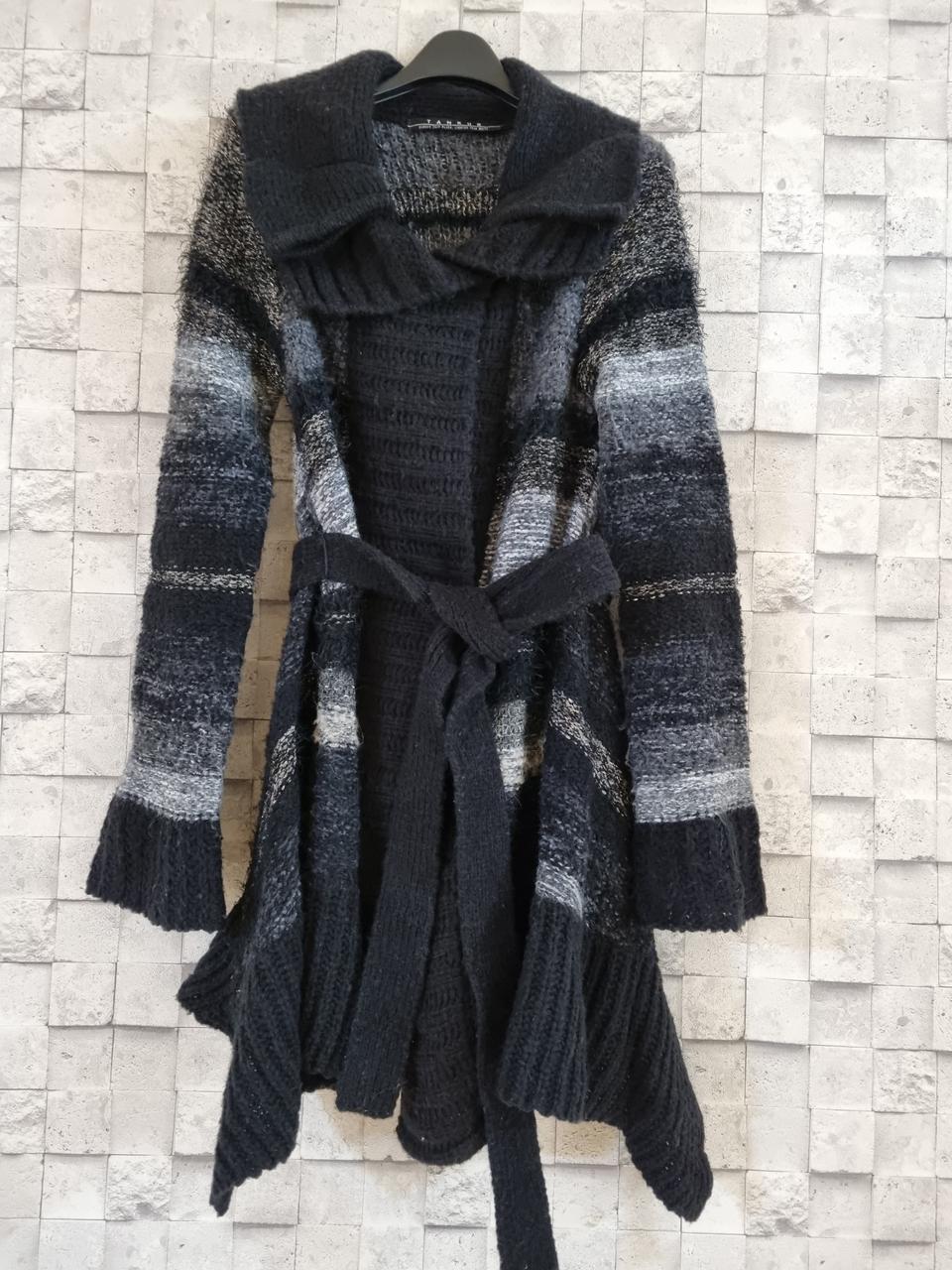 탱커스 블랙 모함유 니트 가디건