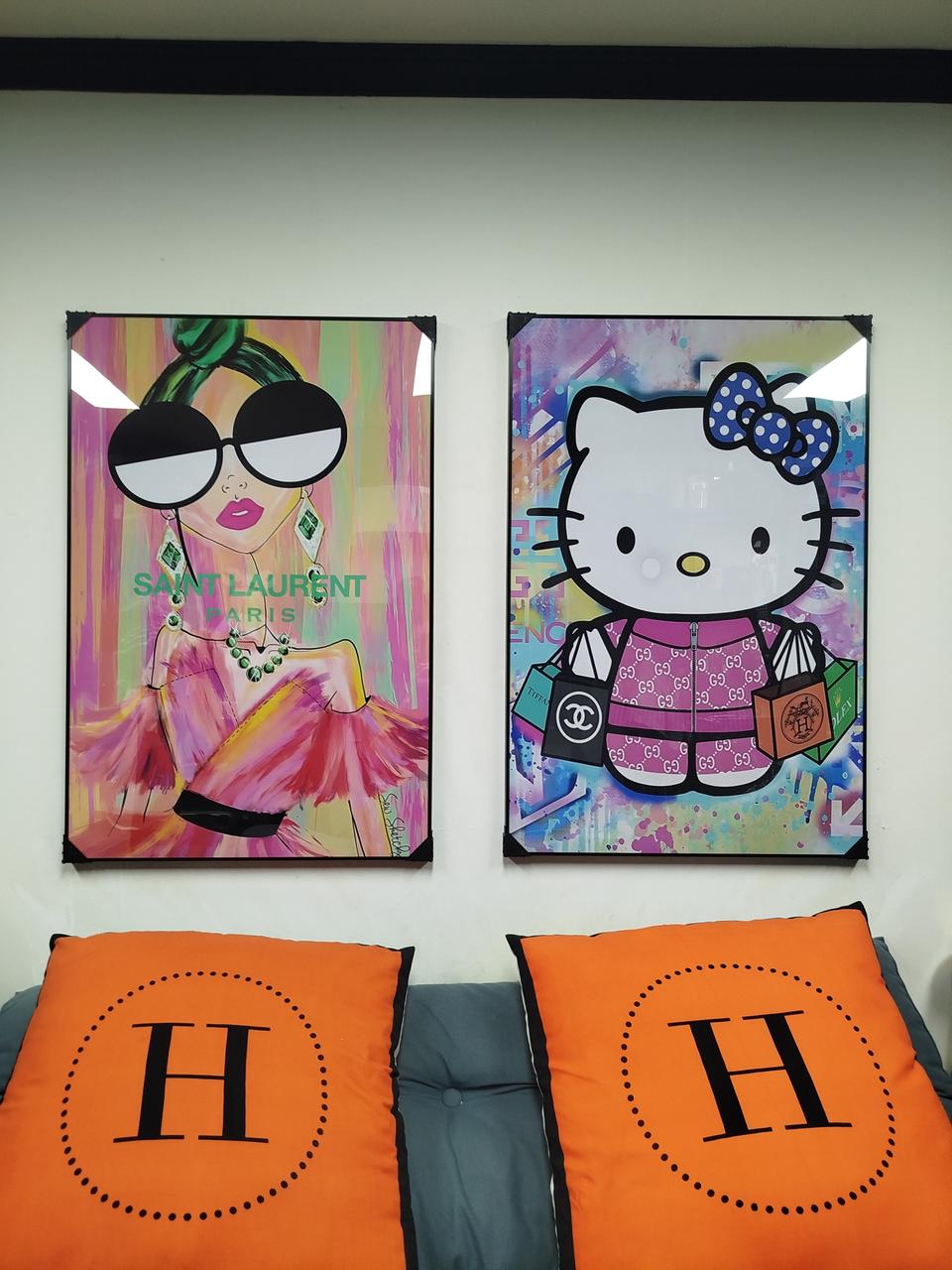 생로랑 헬로키티 키티 디올 미키마우스 그림 액자 인테리어소품 명품 꽃그림