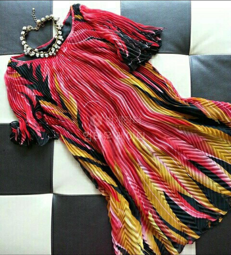 프린트 주름 원피스