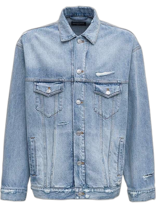 발렌시아가 백 바코드 로고 데님 자켓 청자켓