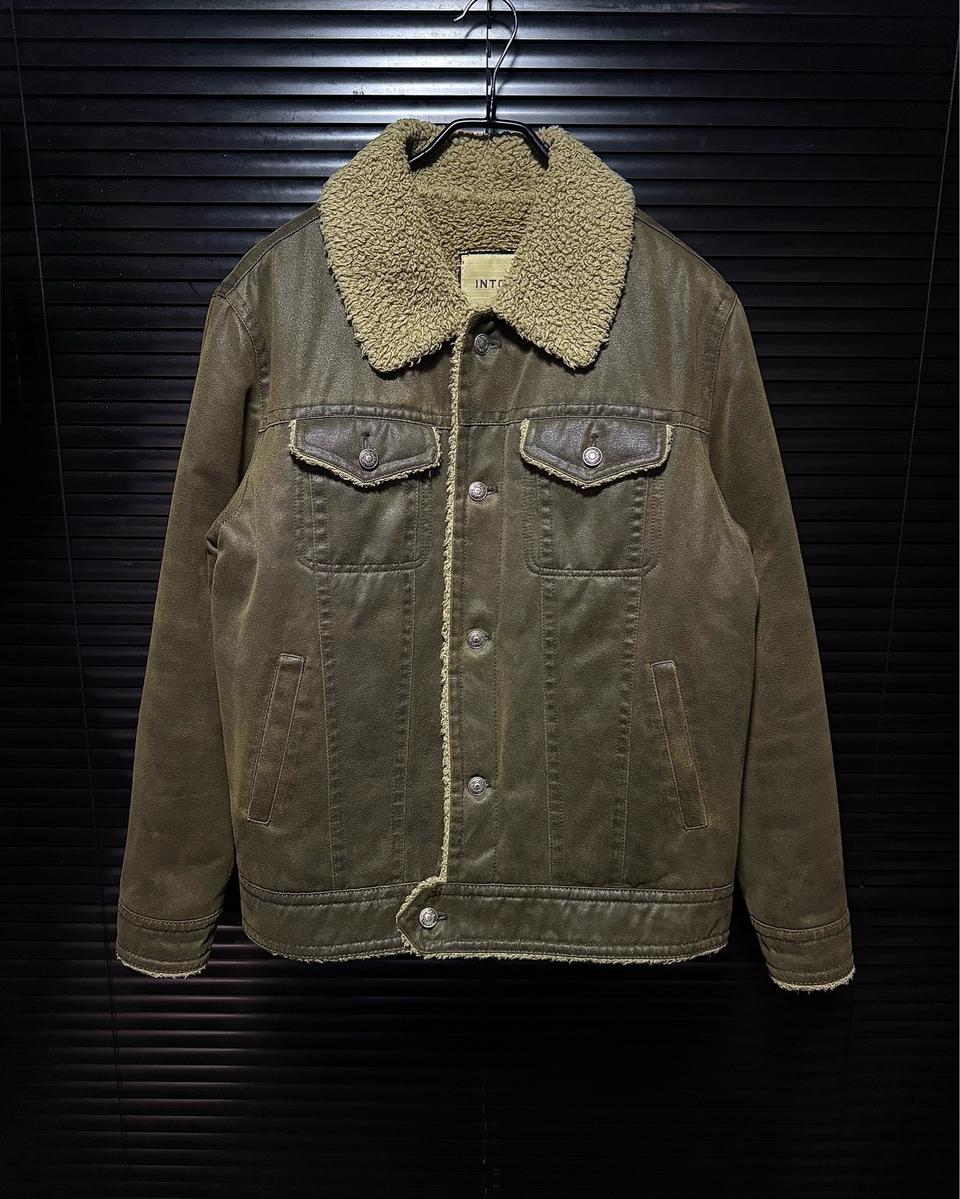 INTION 일본 레더 가죽 양털 쉐르파 트러커 워크자켓 95 M 브라운