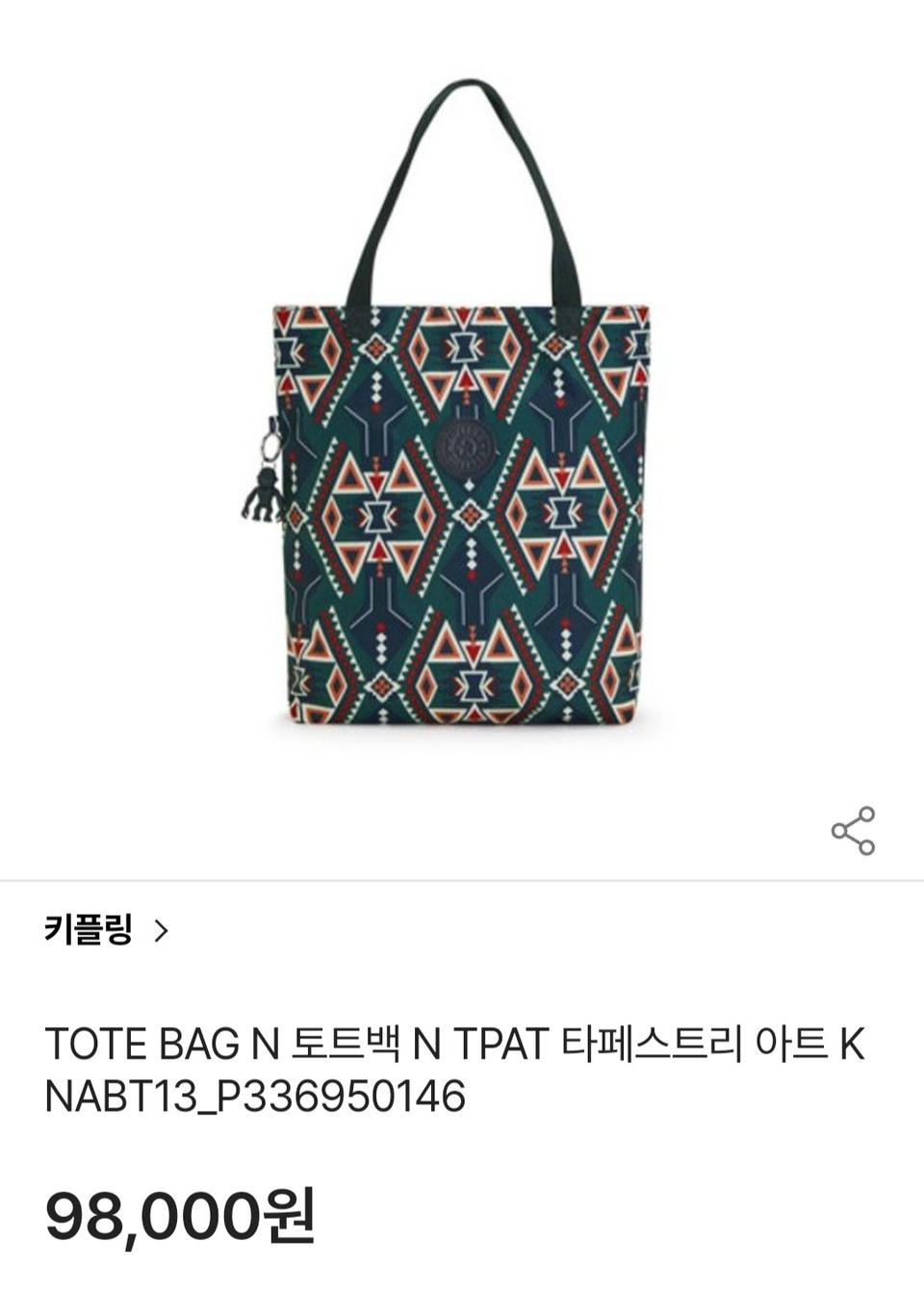 키플링 패턴 에코백