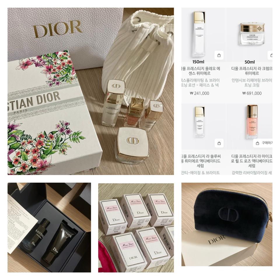 디올 프레스티지 미니어처 gwp 기초키트세트 / 파우치,소바쥬,블루밍부케