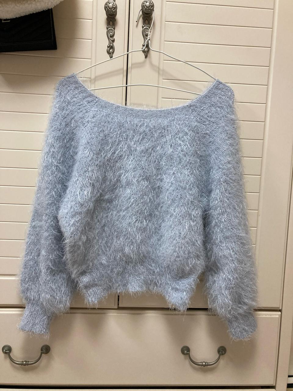 여리핏 보트넥 앙고라 니트 ( 하늘색 / 44-66 )