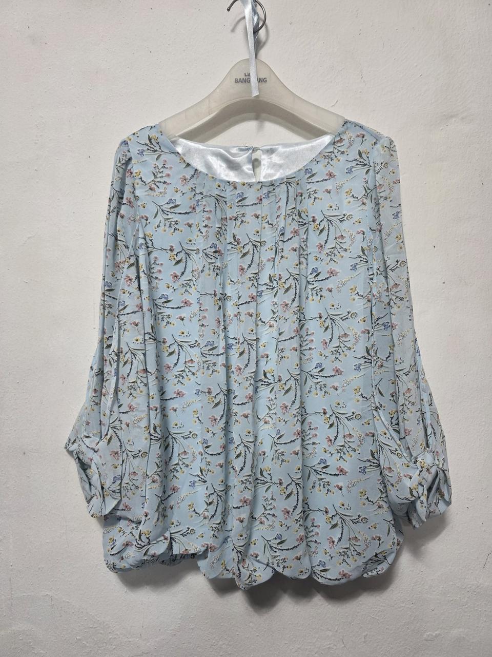 여성 플라워 패턴 긴팔 블라우스