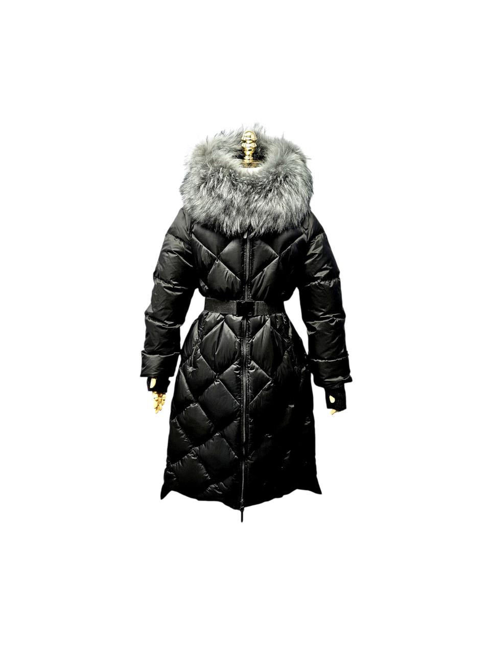 MENEM 미넴 라쿤퍼 탈부착 구스 후드 롱패딩