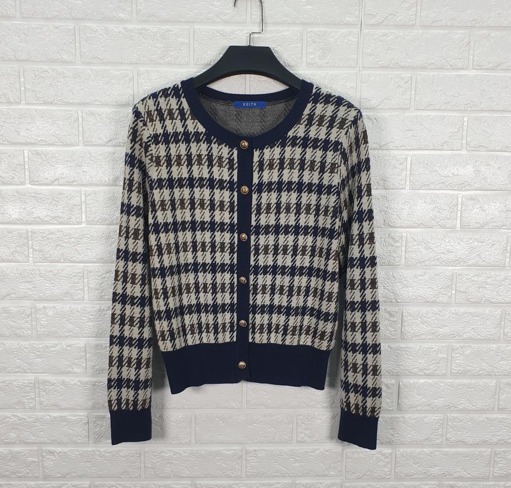 [85]키이스 하운드투스 체크 울 가디건