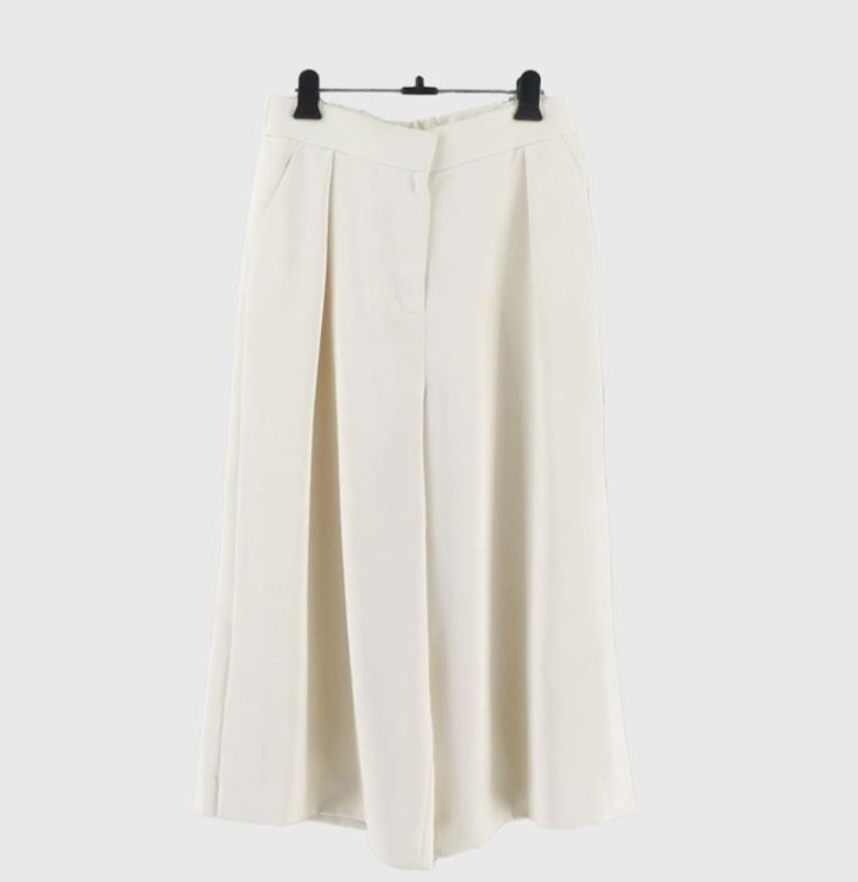 P35 아이보리 플리츠 와이드 팬츠